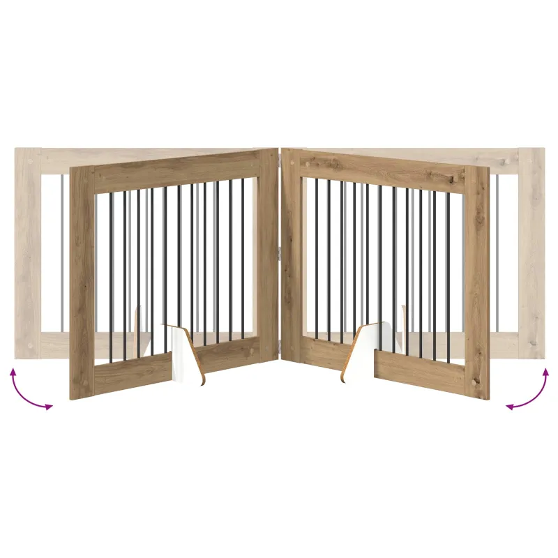 Šunų vartai su stovais 4 pcs Artisano ąžuolo 100 x 80 cm