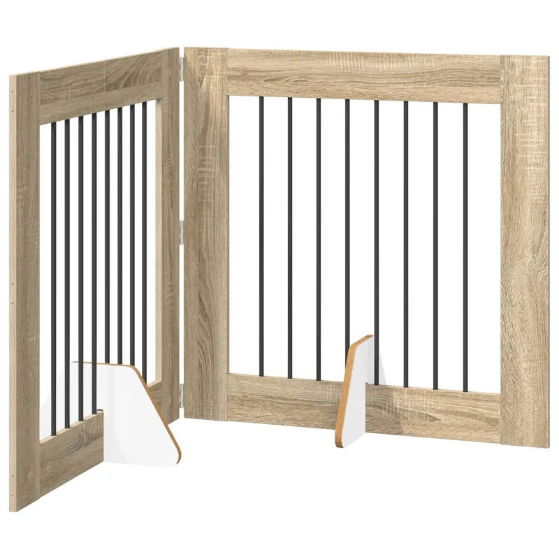 Šunų vartai su stovais 2 pcs Sonoma ąžuolas 80 x 80 cm