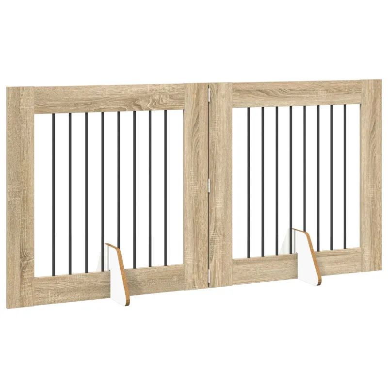 Šunų vartai su stovais 2 pcs Sonoma ąžuolas 80 x 80 cm