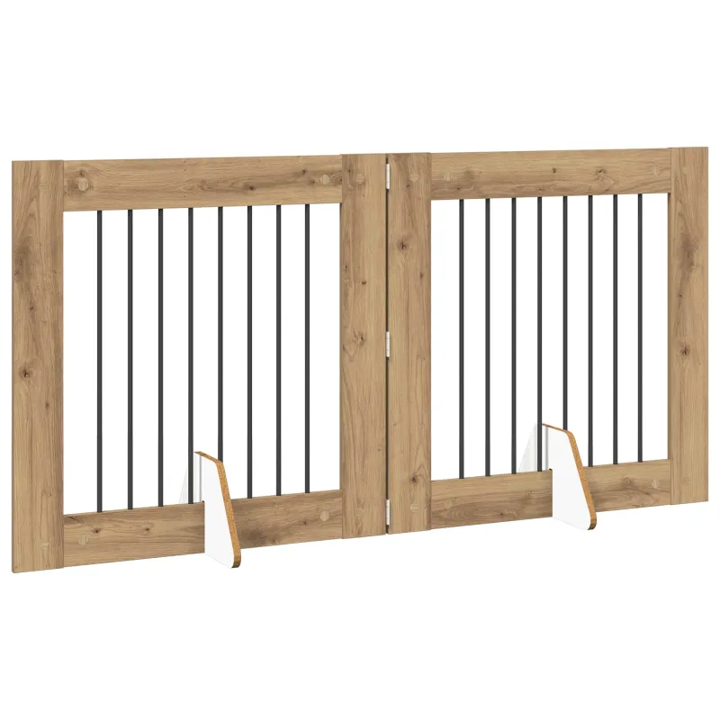 Šunų vartai su stovais 2 pcs Artisano ąžuolo 80 x 80 cm