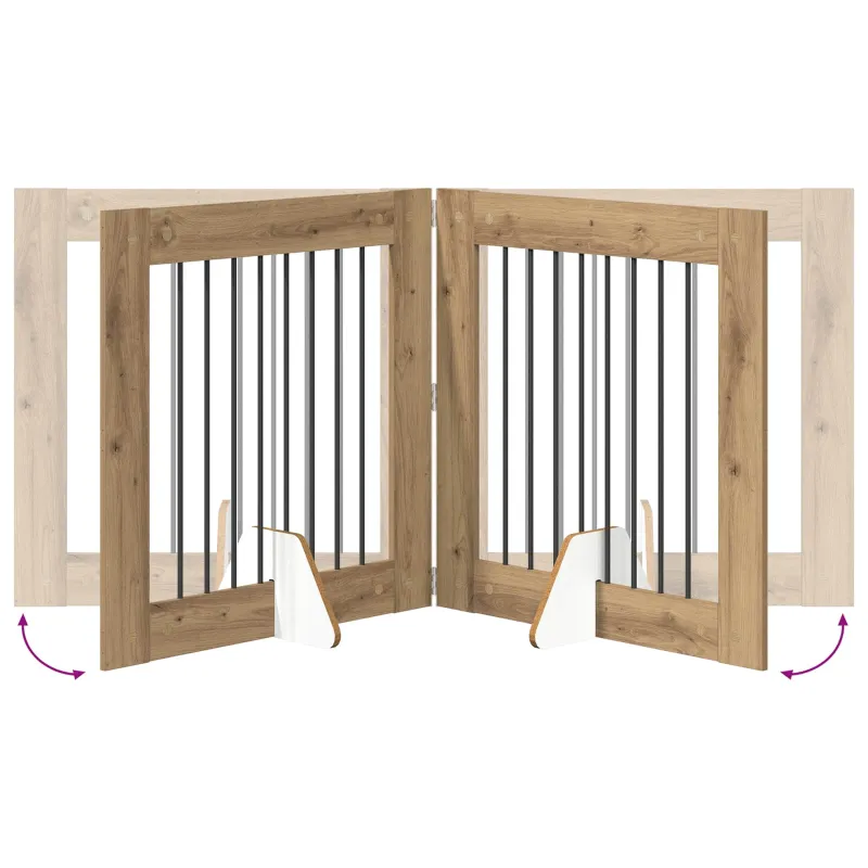 Šunų vartai su stovais 2 pcs Artisano ąžuolo 80 x 80 cm