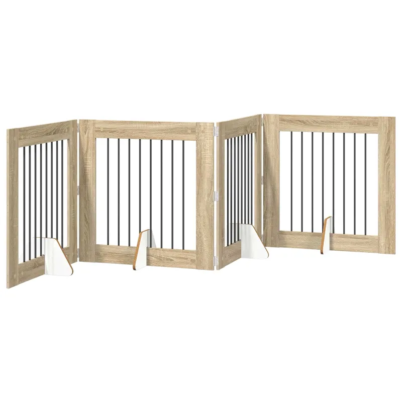 Šunų vartai su stovais 4 pcs Sonoma ąžuolas 80 x 80 cm