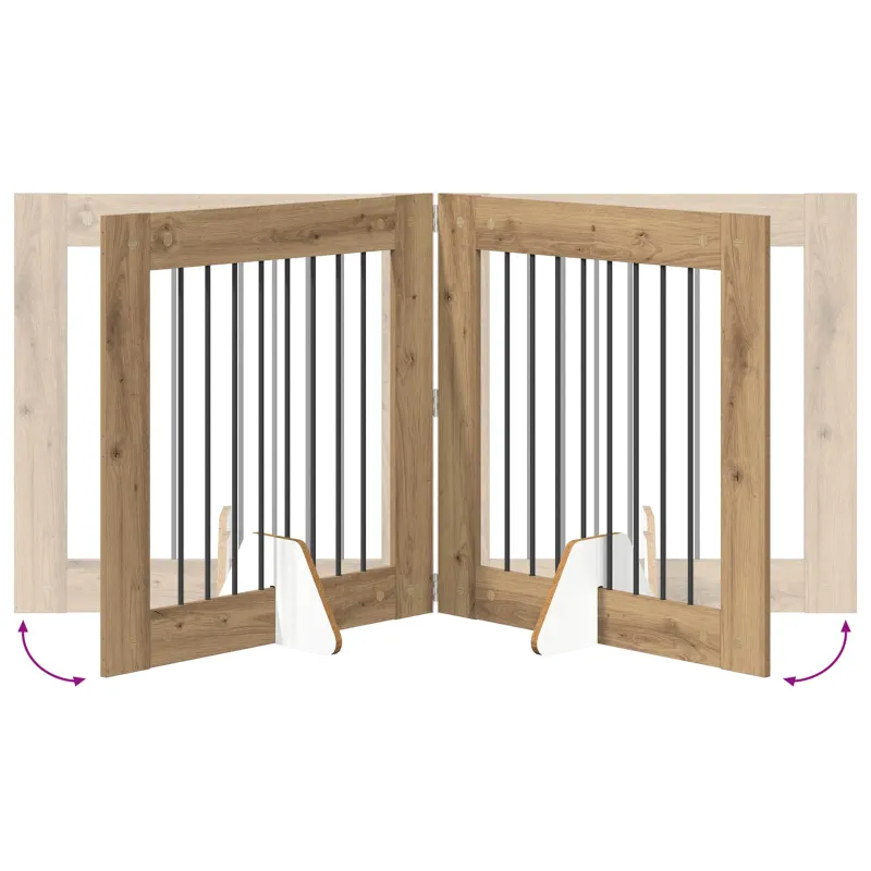 Šunų vartai su stovais 4 pcs Artisano ąžuolo 80 x 80 cm