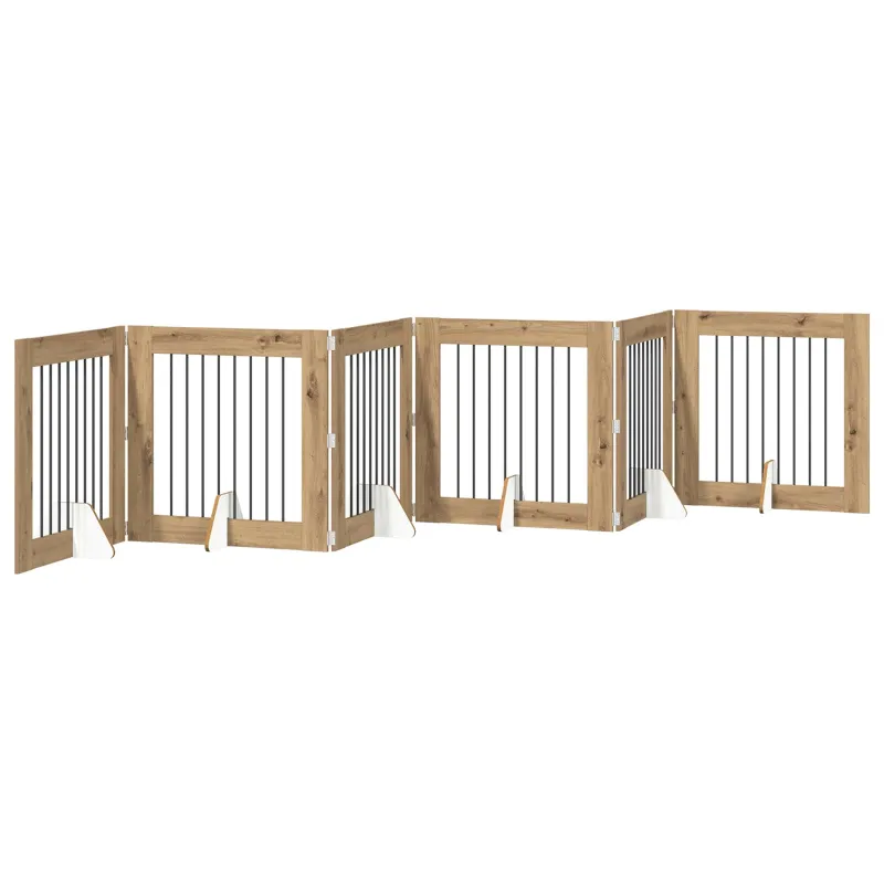 Šunų vartai su stovais 6 pcs Artisano ąžuolo 80 x 80 cm