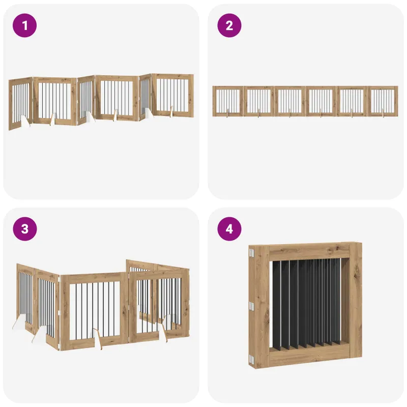 Šunų vartai su stovais 6 pcs Artisano ąžuolo 80 x 80 cm