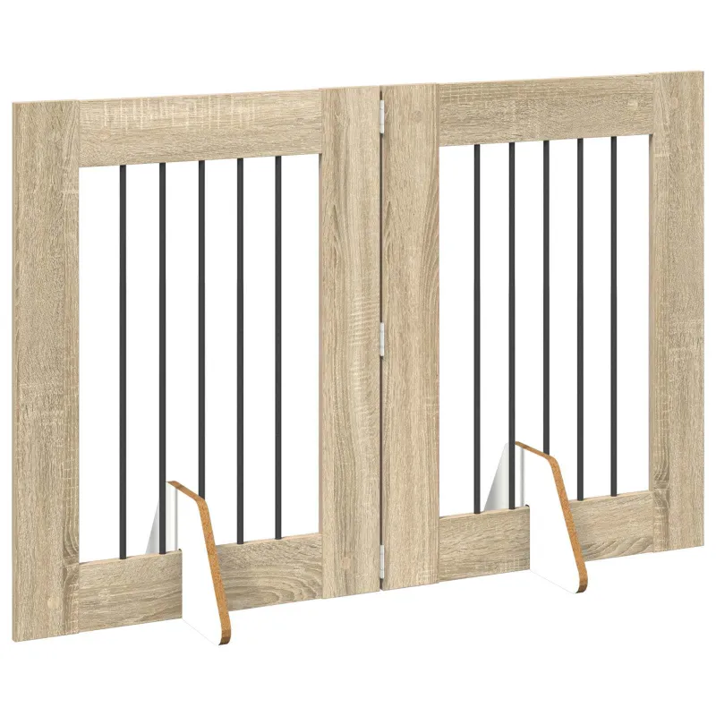 Šunų vartai su stovais 2 pcs Sonoma ąžuolas 60 x 80 cm