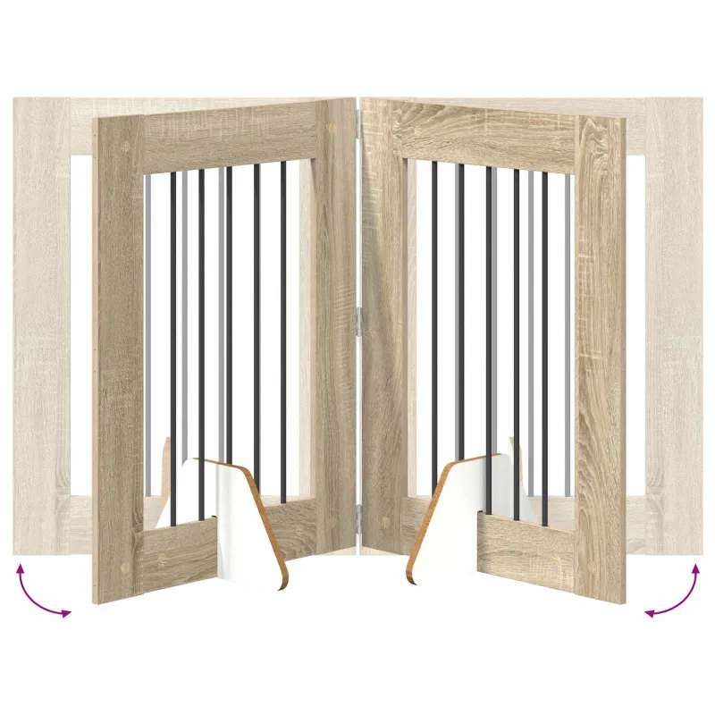 Šunų vartai su stovais 2 pcs Sonoma ąžuolas 60 x 80 cm