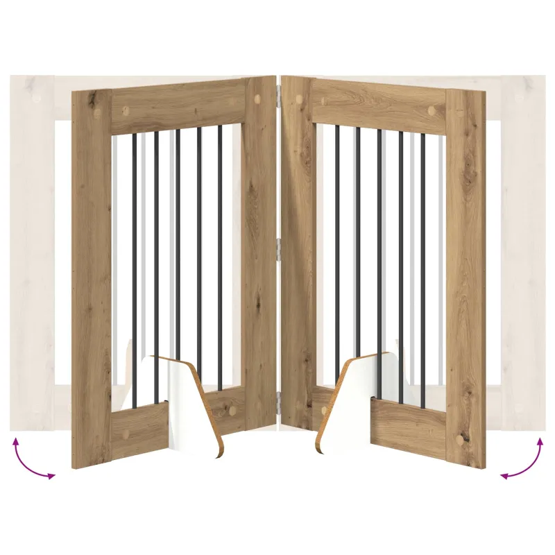 Šunų vartai su stovais 2 pcs Artisano ąžuolo 60 x 80 cm