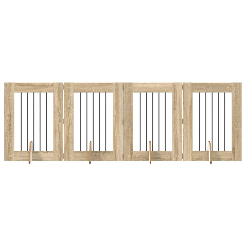 Šunų vartai su stovais 4 pcs Sonoma ąžuolas 60 x 80 cm