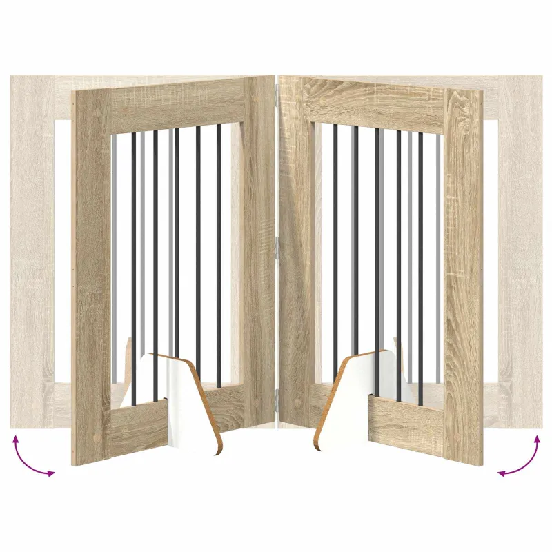 Šunų vartai su stovais 4 pcs Sonoma ąžuolas 60 x 80 cm