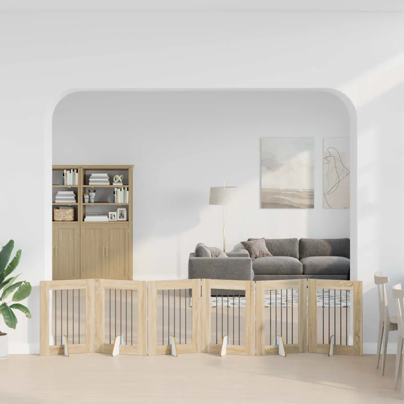Šunų vartai su stovais 6 pcs Sonoma ąžuolas 60 x 80 cm