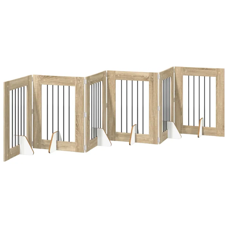 Šunų vartai su stovais 6 pcs Sonoma ąžuolas 60 x 80 cm