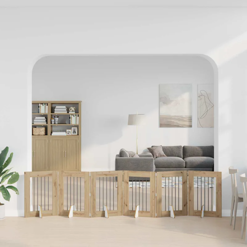 Šunų vartai su stovais 6 pcs Artisano ąžuolo 60 x 80 cm