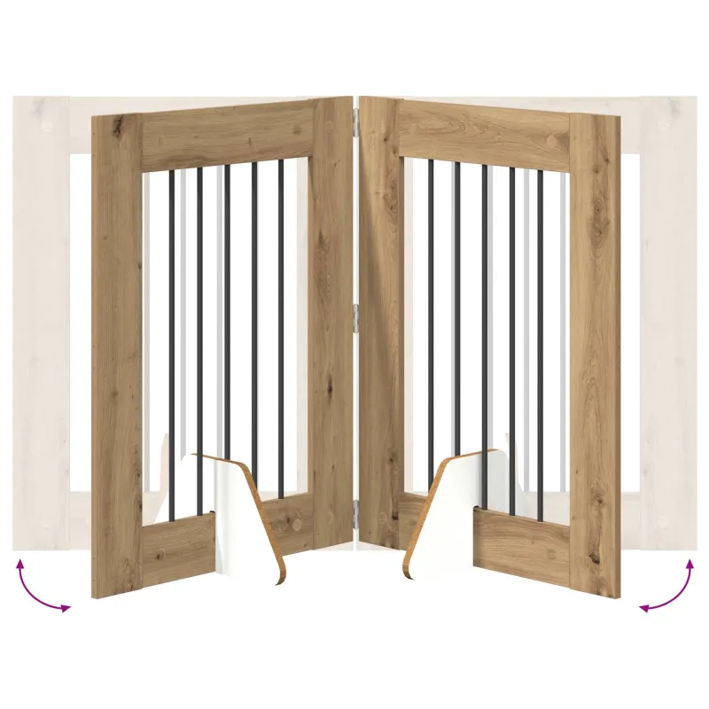 Šunų vartai su stovais 6 pcs Artisano ąžuolo 60 x 80 cm