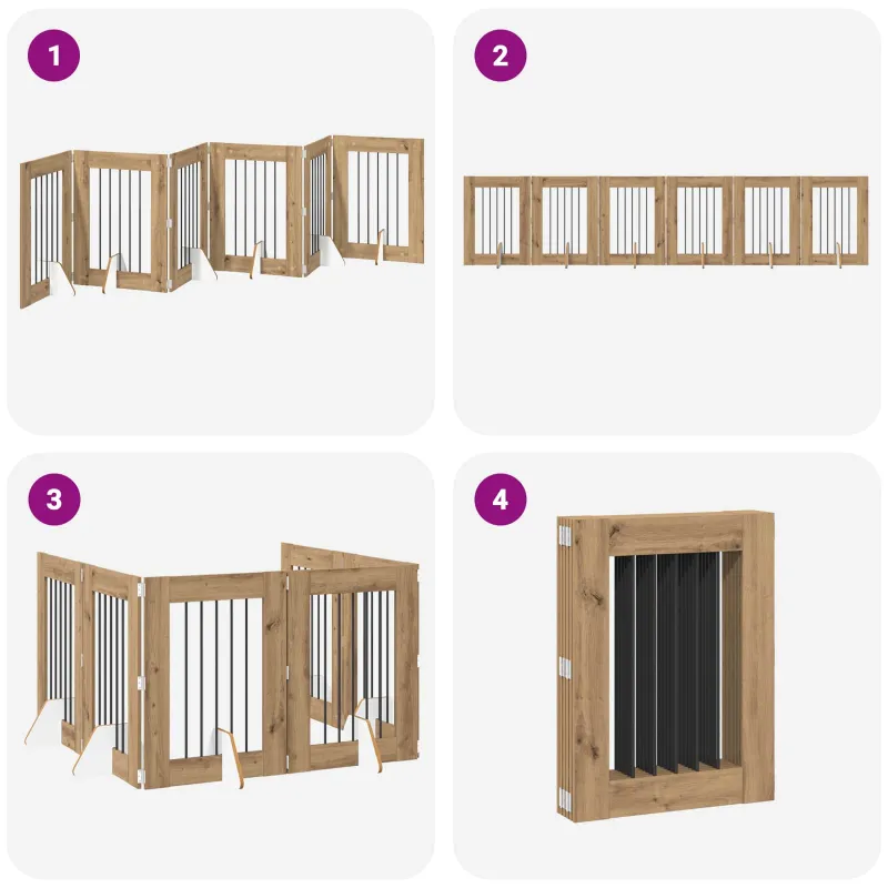 Šunų vartai su stovais 6 pcs Artisano ąžuolo 60 x 80 cm