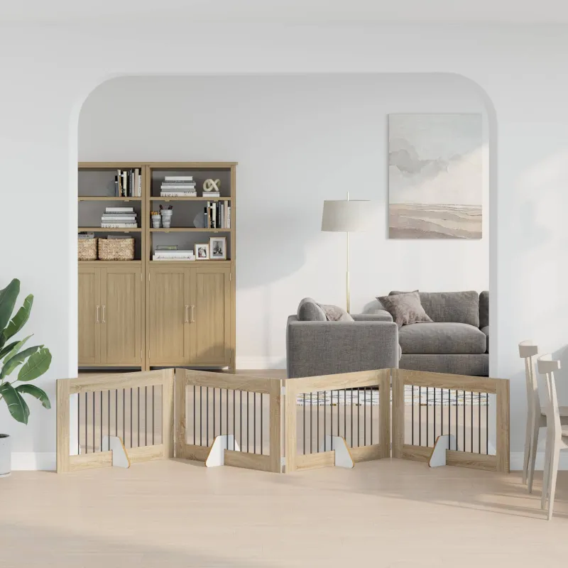 Šunų vartai su stovais 4 pcs Sonoma ąžuolas 100 x 60 cm