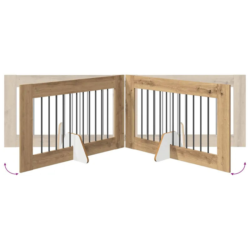 Šunų vartai su stovais 6 pcs Artisano ąžuolo 100 x 60 cm