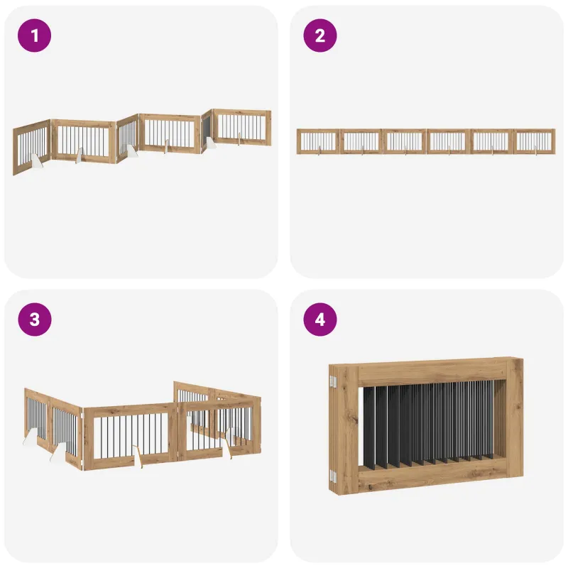 Šunų vartai su stovais 6 pcs Artisano ąžuolo 100 x 60 cm