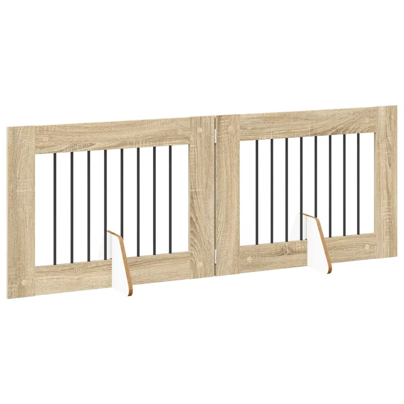 Šunų vartai su stovais 2 pcs Sonoma ąžuolas 80 x 60 cm