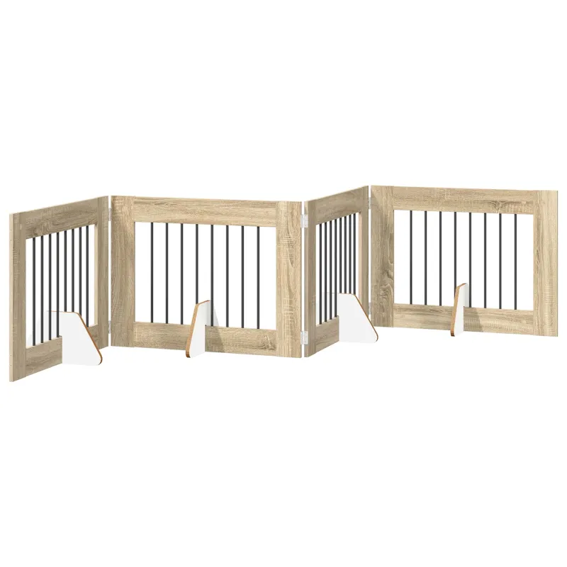 Šunų vartai su stovais 4 pcs Sonoma ąžuolas 80 x 60 cm