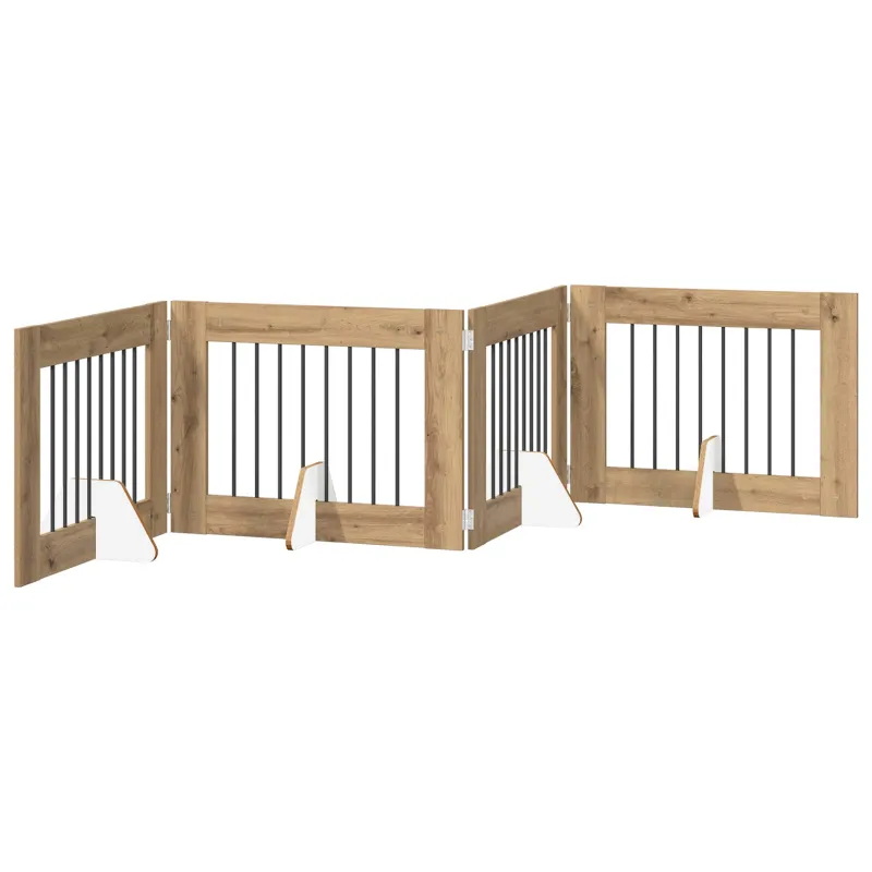 Šunų vartai su stovais 4 pcs Artisano ąžuolo 80 x 60 cm