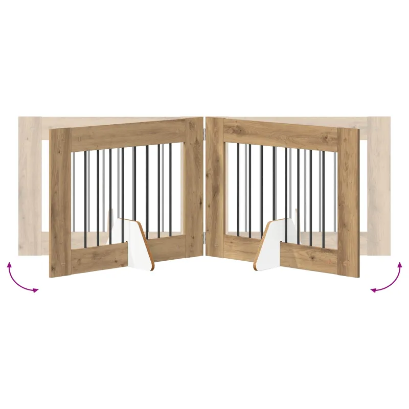 Šunų vartai su stovais 4 pcs Artisano ąžuolo 80 x 60 cm