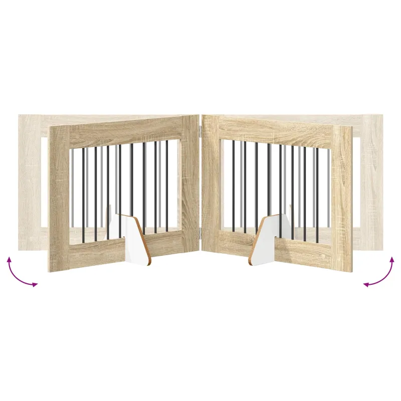 Šunų vartai su stovais 6 pcs Sonoma ąžuolas 80 x 60 cm