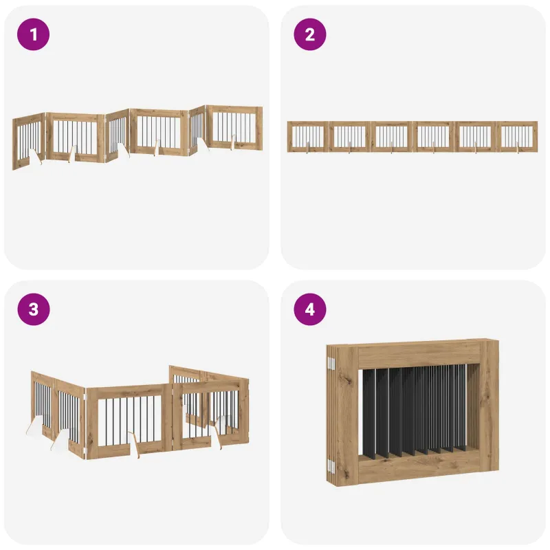 Šunų vartai su stovais 6 pcs Artisano ąžuolo 80 x 60 cm