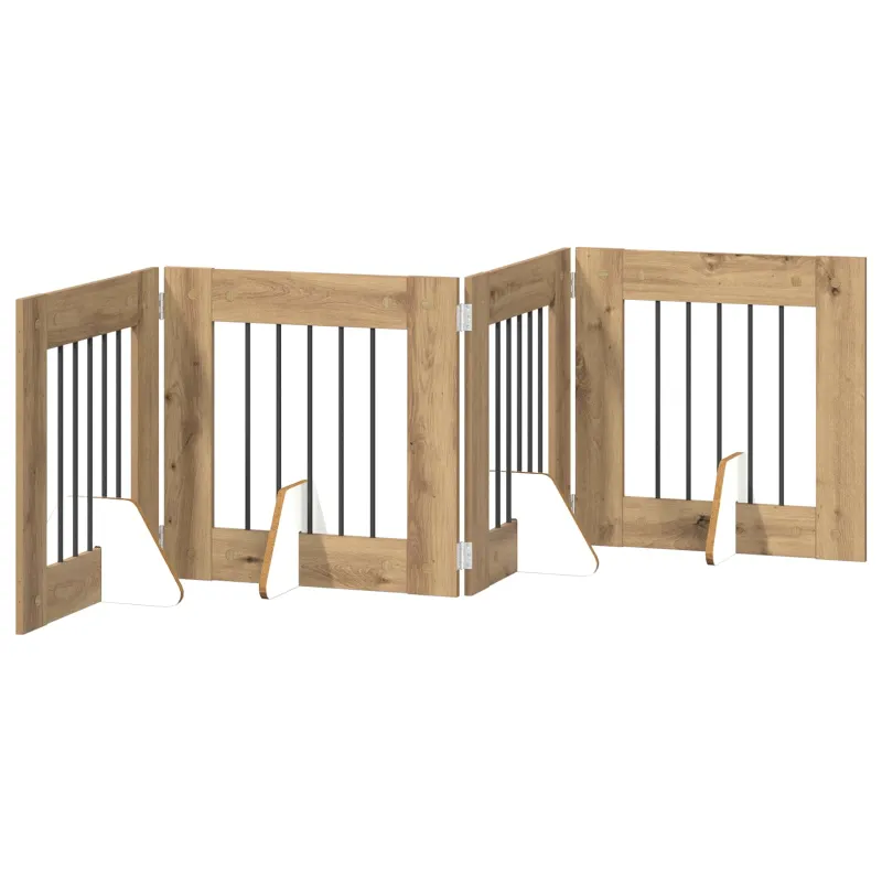 Šunų vartai su stovais 4 pcs Artisano ąžuolo 60 x 60 cm