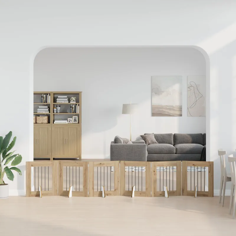 Šunų vartai su stovais 6 pcs Artisano ąžuolo 60 x 60 cm