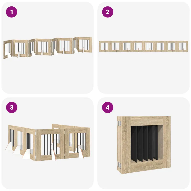 Šunų vartai su stovais 8 pcs Sonoma ąžuolas 60 x 60 cm