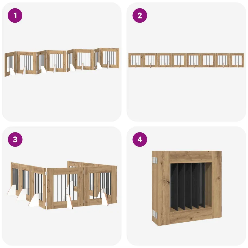 Šunų vartai su stovais 8 pcs Artisano ąžuolo 60 x 60 cm
