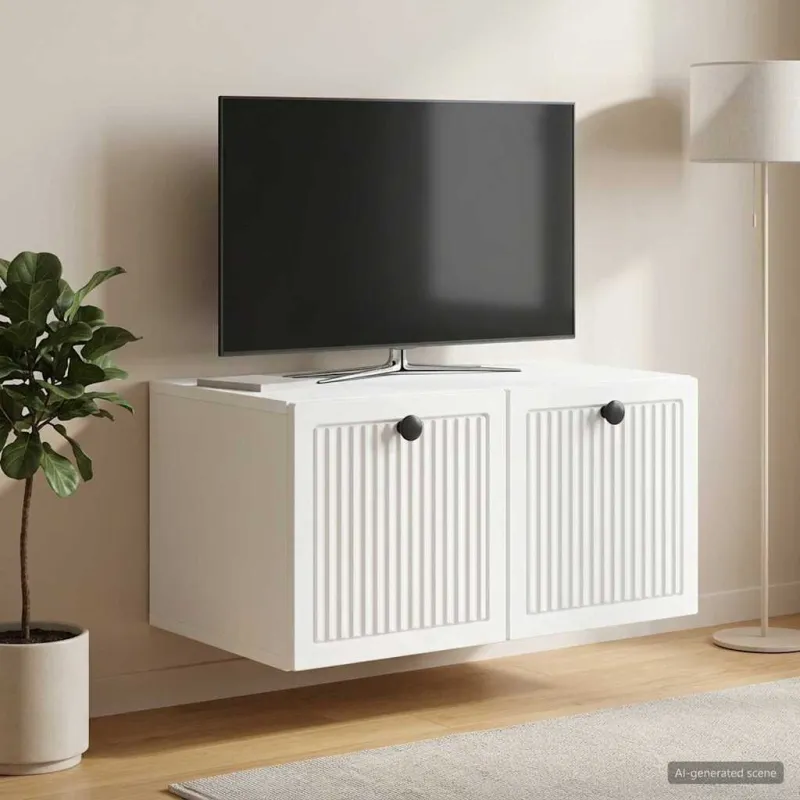 Sieninė TV spintelė Balta 59,5 x 41 x 30 cm Apdirbta mediena