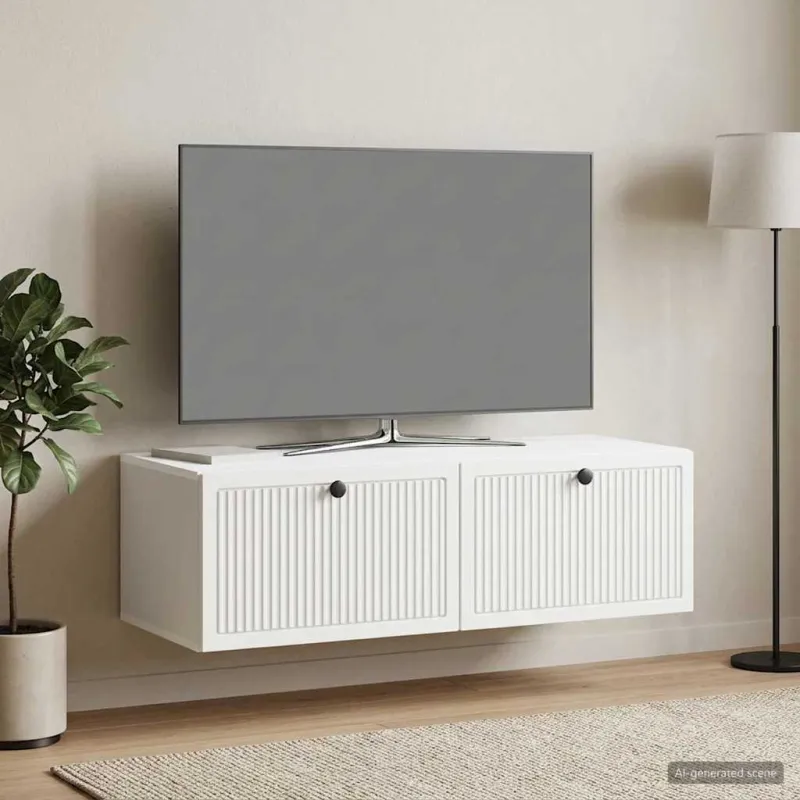 Sieninė TV spintelė Balta 98 x 41 x 30 cm Apdirbta mediena
