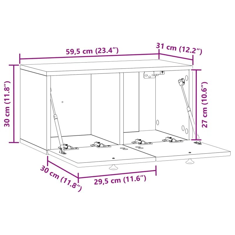 Sieninė TV spintelė Balta 59,5 x 31 x 30 cm Apdirbta mediena