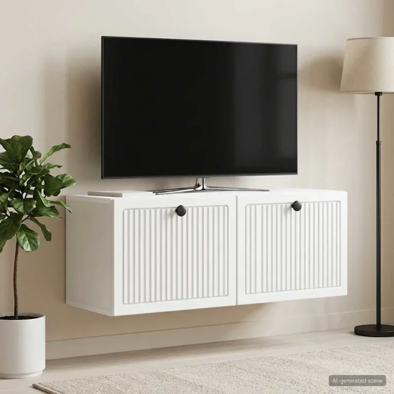 Sieninė TV spintelė Balta 78,5 x 31 x 30 cm Apdirbta mediena
