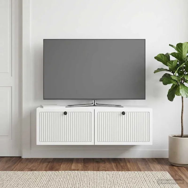 Sieninė TV spintelė Balta 98 x 31 x 30 cm Apdirbta mediena