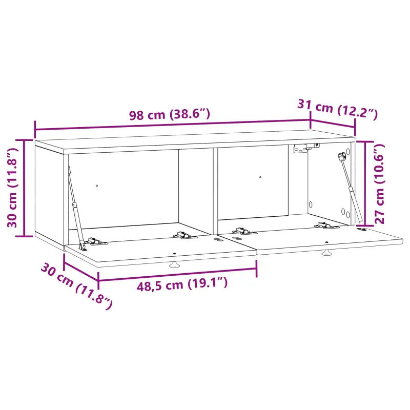 Sieninė TV spintelė Balta 98 x 31 x 30 cm Apdirbta mediena