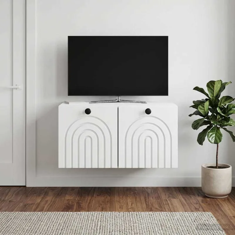 Sieninė TV spintelė Balta 59,5 x 41 x 30 cm Apdirbta mediena