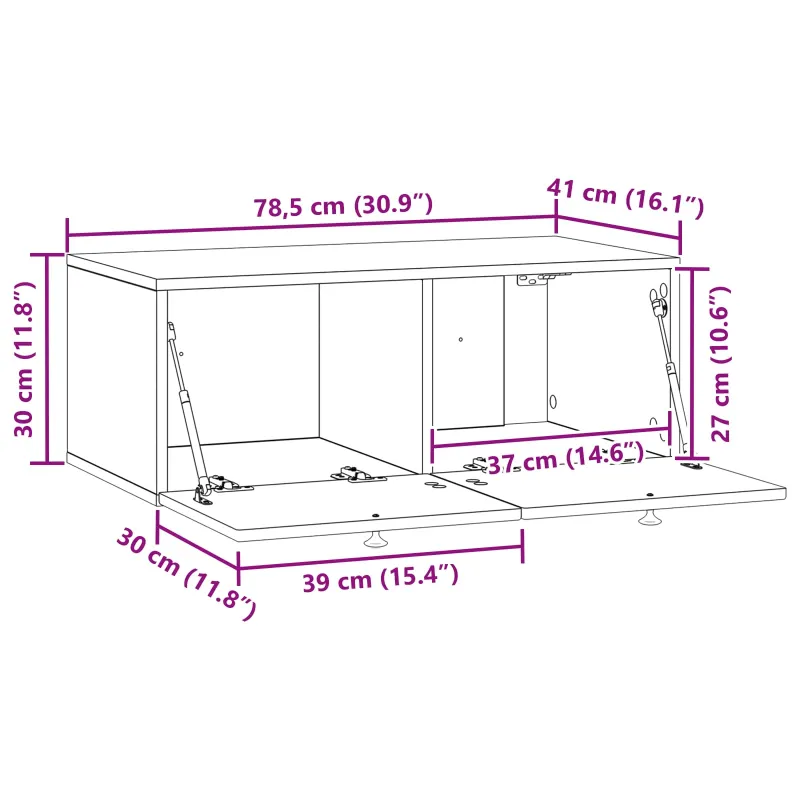 Sieninė TV spintelė Balta 78,5 x 41 x 30 cm Apdirbta mediena