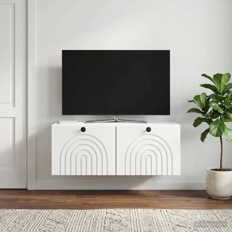 Sieninė TV spintelė Balta 78,5 x 31 x 30 cm Apdirbta mediena
