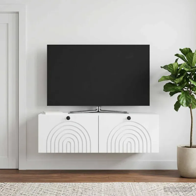 Sieninė TV spintelė Balta 98 x 31 x 30 cm Apdirbta mediena