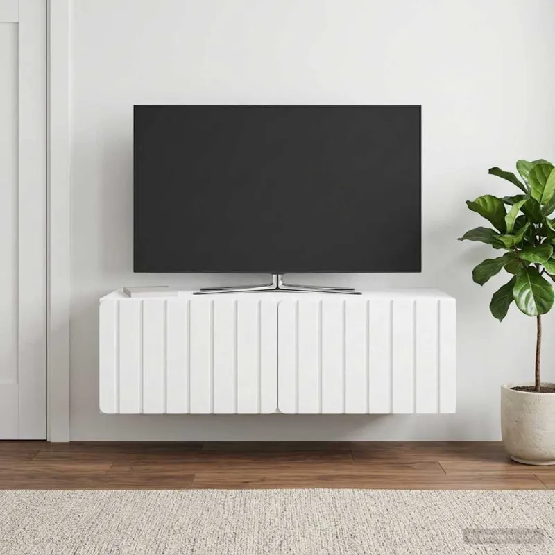 Sieninė TV spintelė Balta 98 x 41 x 30 cm Apdirbta mediena