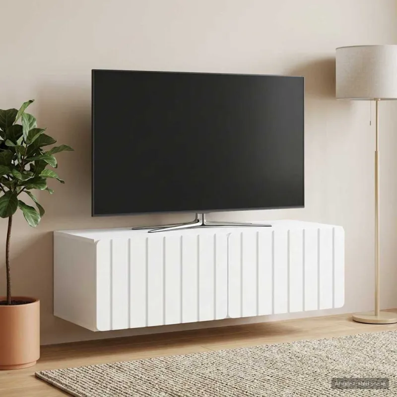 Sieninė TV spintelė Balta 98 x 41 x 30 cm Apdirbta mediena