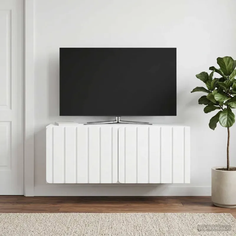 Sieninė TV spintelė Balta 78,5 x 31 x 30 cm Apdirbta mediena
