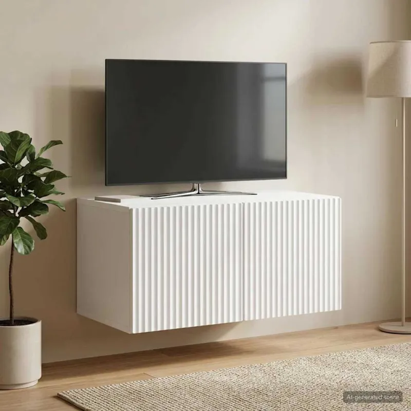 Sieninė TV spintelė Balta 59,5 x 41 x 30 cm Apdirbta mediena