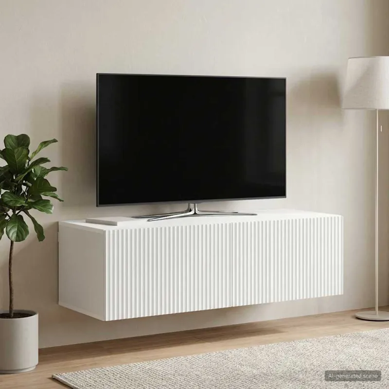 Sieninė TV spintelė Balta 98 x 41 x 30 cm Apdirbta mediena