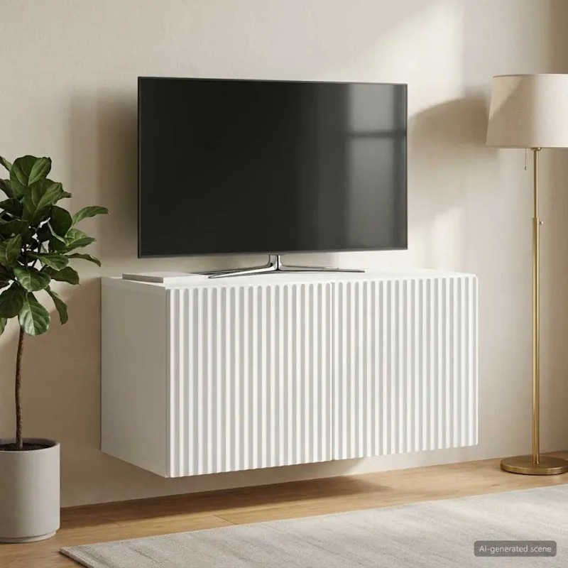 Sieninė TV spintelė Balta 59,5 x 31 x 30 cm Apdirbta mediena