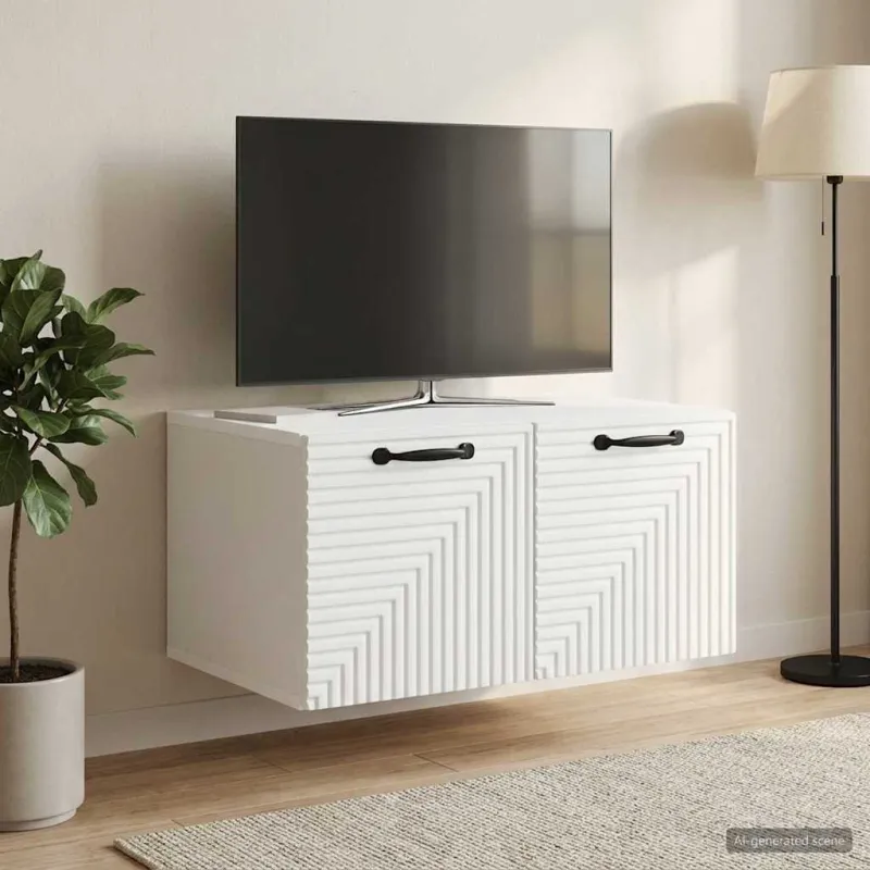 Sieninė TV spintelė Balta 59,5 x 41 x 30 cm Apdirbta mediena