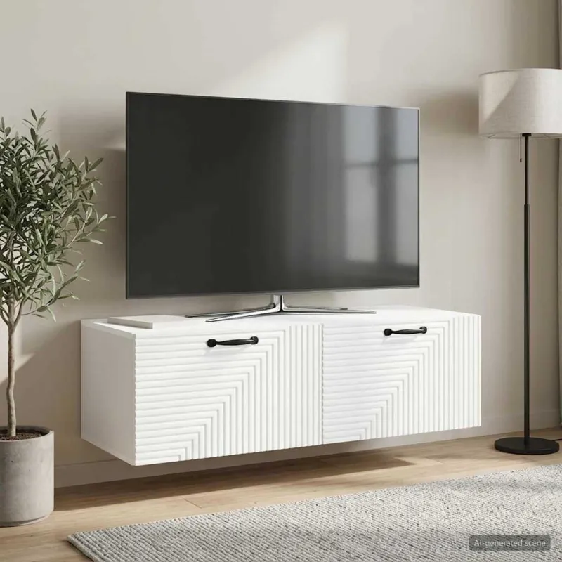 Sieninė TV spintelė Balta 98 x 41 x 30 cm Apdirbta mediena